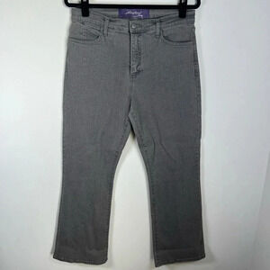 NYDJ Womens Flare Jeans Gray High Rise Stretch Embellished Made in USA 12 Petite